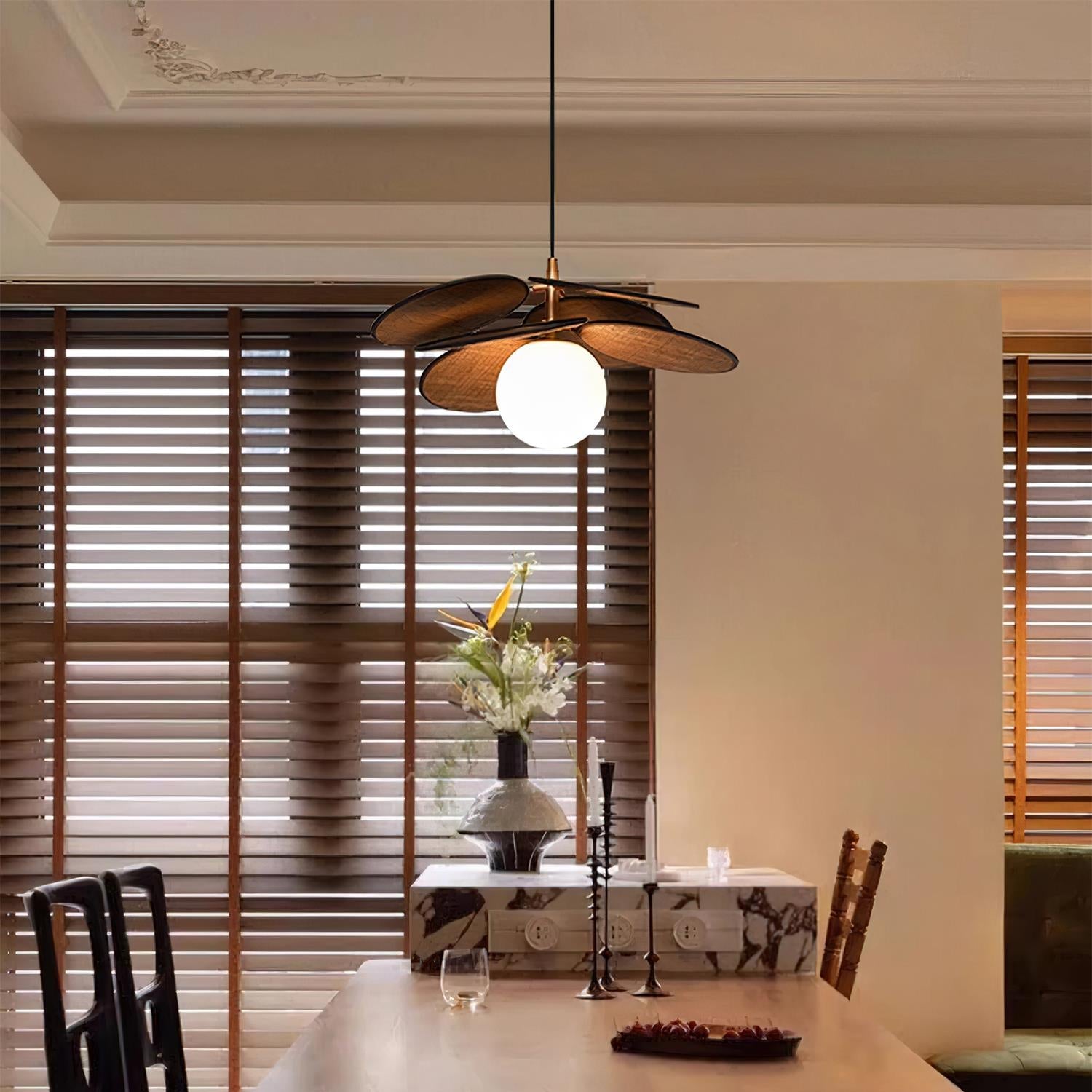 Florin Wooden Petal Pendant Light - Lamp Copper