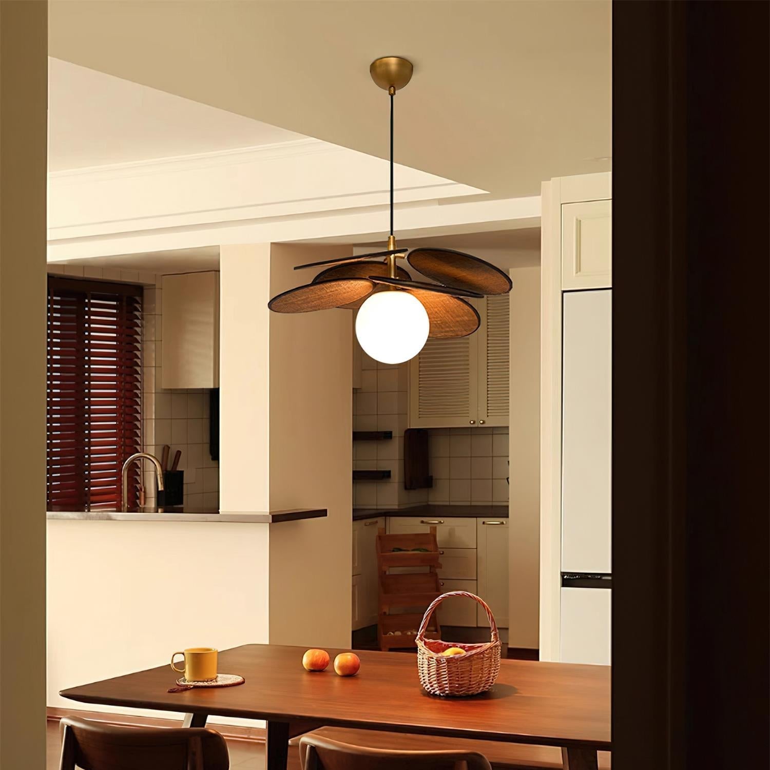Florin Wooden Petal Pendant Light - Lamp Copper