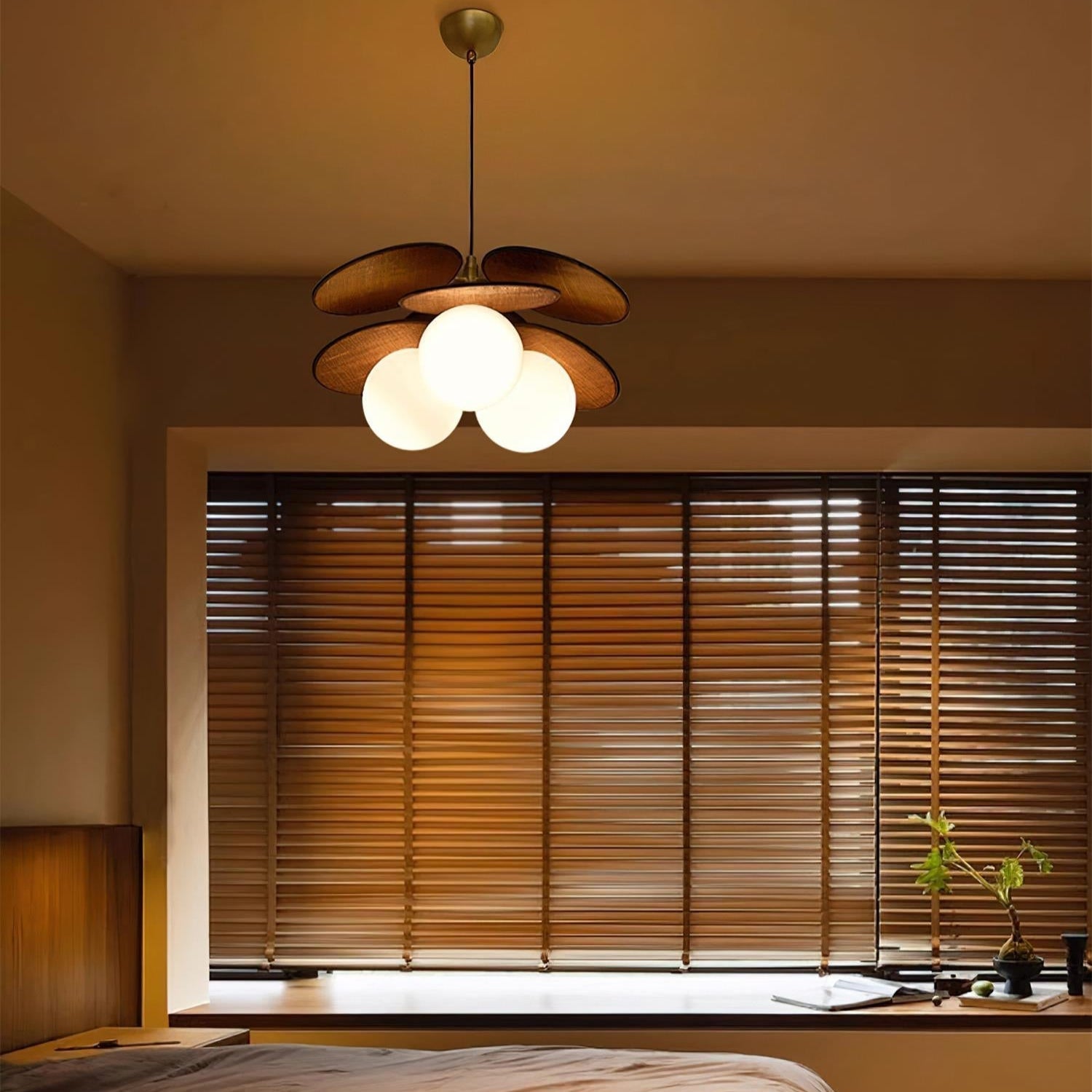 Florin Wooden Petal Pendant Light - Lamp Copper