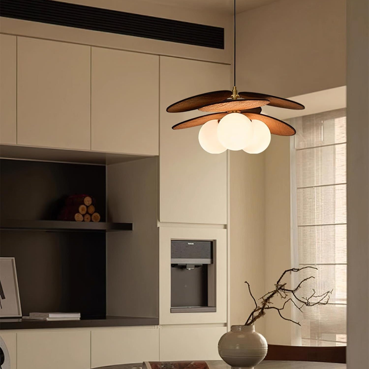 Florin Wooden Petal Pendant Light - Lamp Copper