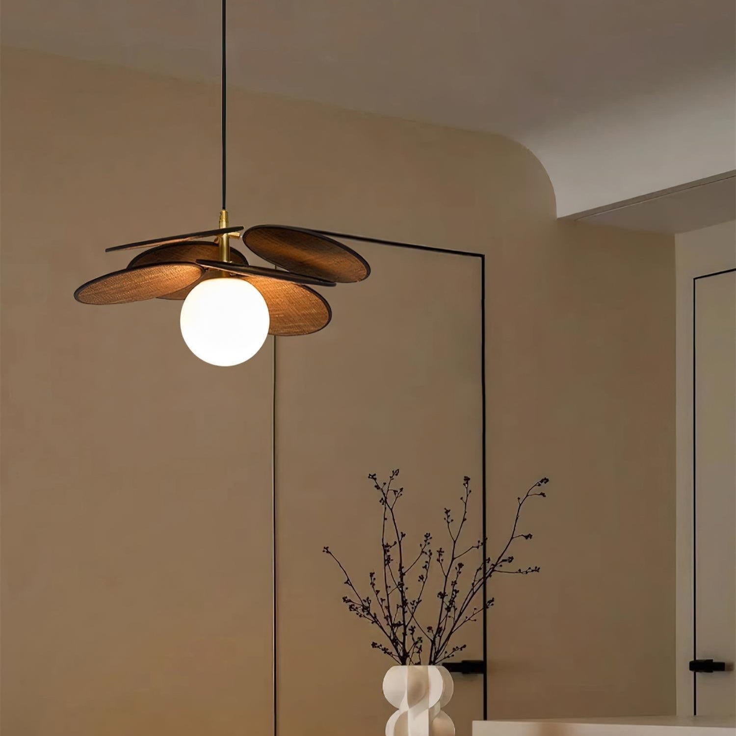 Florin Wooden Petal Pendant Light - Lamp Copper