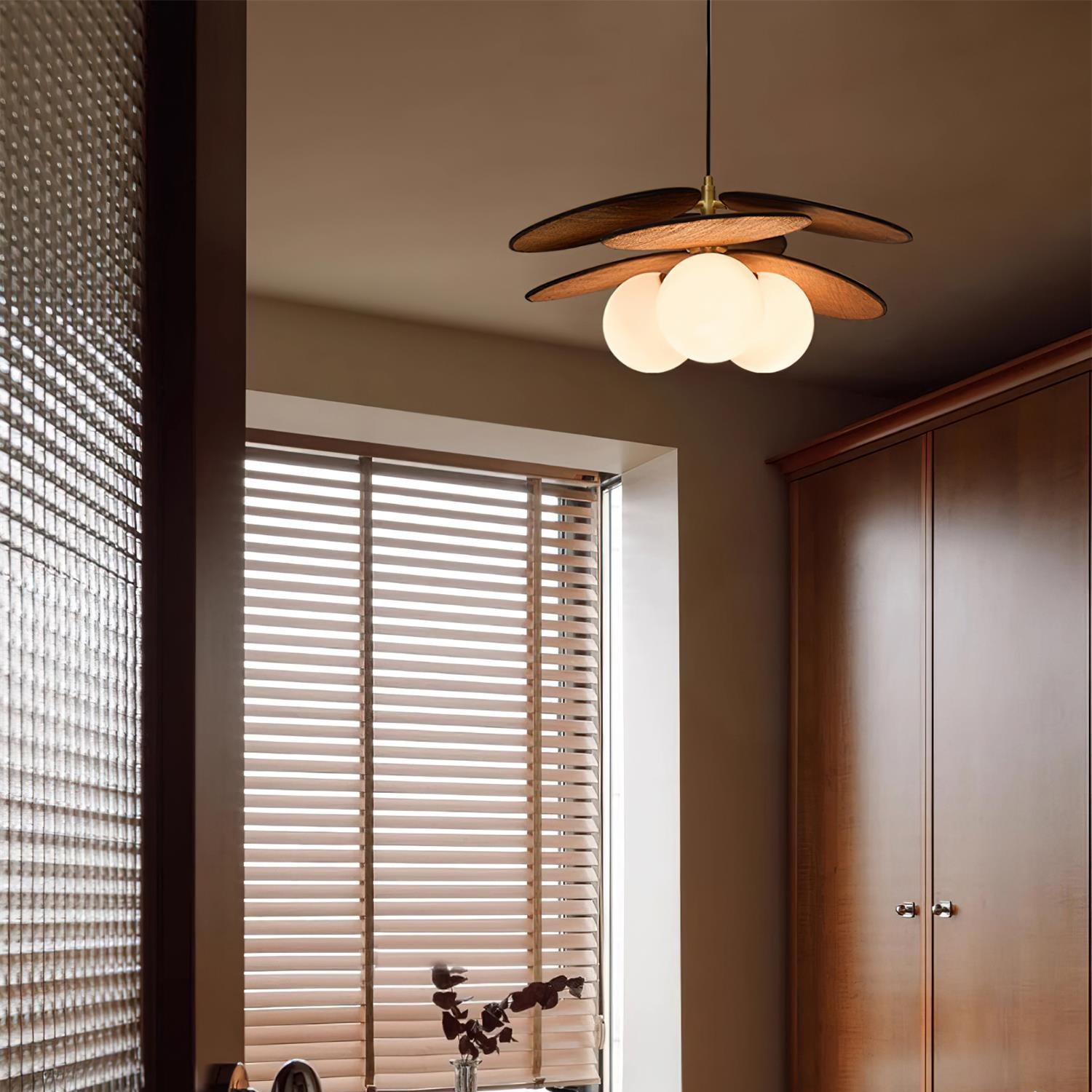 Florin Wooden Petal Pendant Light - Lamp Copper