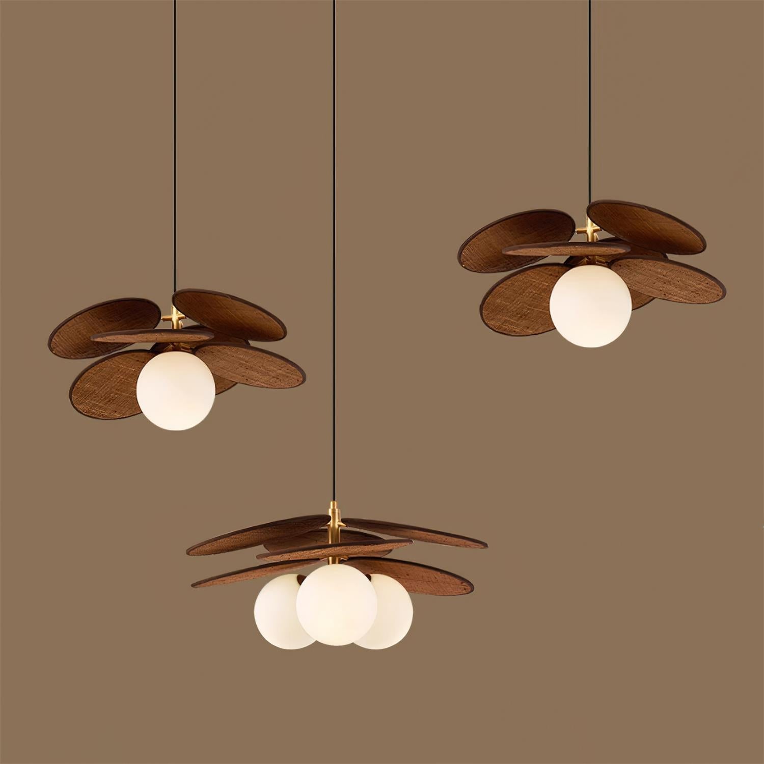 Florin Wooden Petal Pendant Light - Lamp Copper