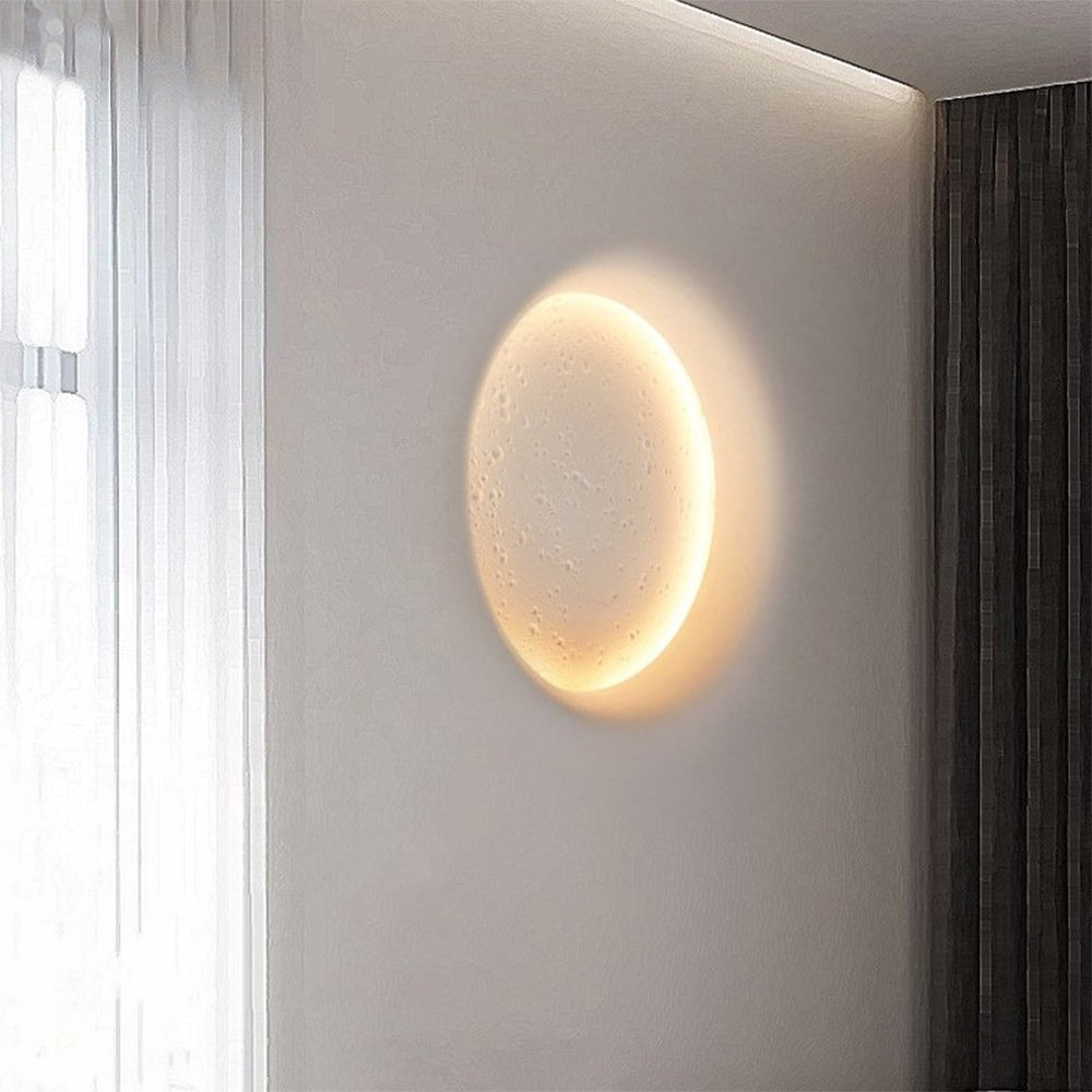 Aria Decorative Moon Metal/Gypsum Wall Lamp, White - Lamp Copper