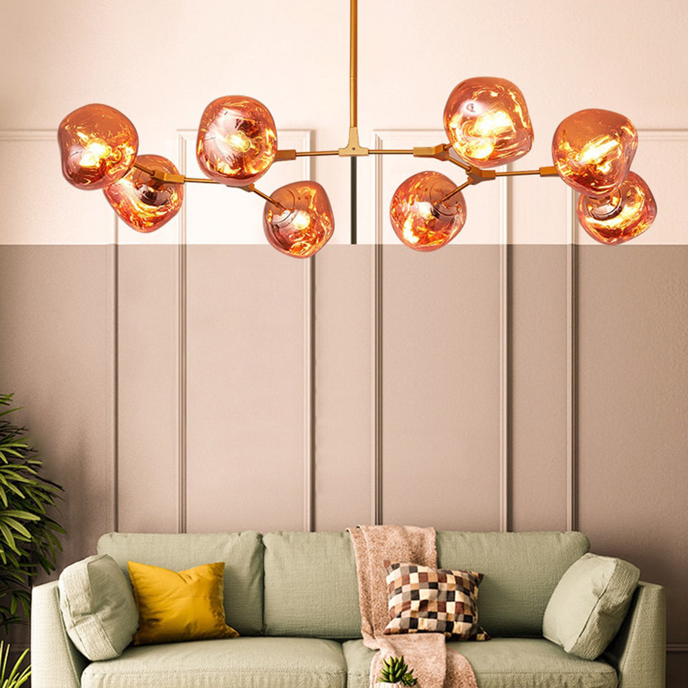 Arisha Modern Globe Lava 3 Pendant Light Fixture - Lamp Copper