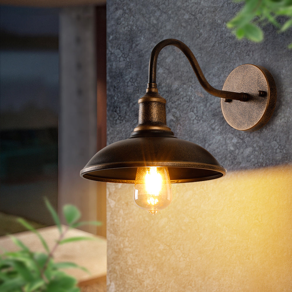 Ray Rustic Bowl Shaped Metal Wall Lamp, Antique Brass - Lamp Copper