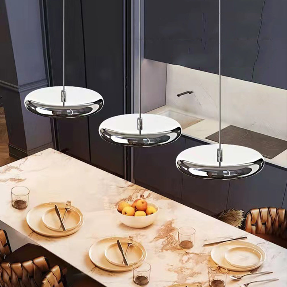 Arisha Minimalist Circular Metal Pendant Light,Silver/Gold/Rose Gold - Lamp Copper