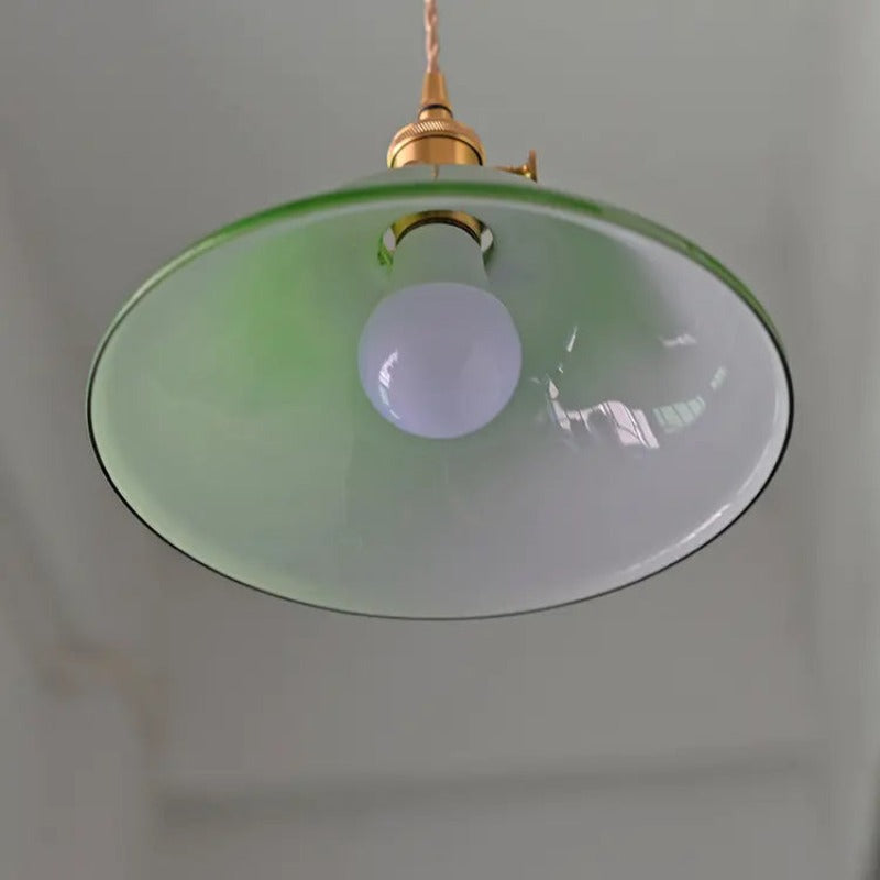 Valentina Rustic Vintage LED Pendant Light Green Copper Glass Dining Room - Lamp Copper