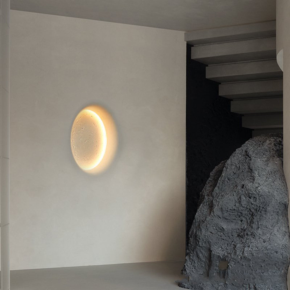 Aria Decorative Moon Metal/Gypsum Wall Lamp, White - Lamp Copper