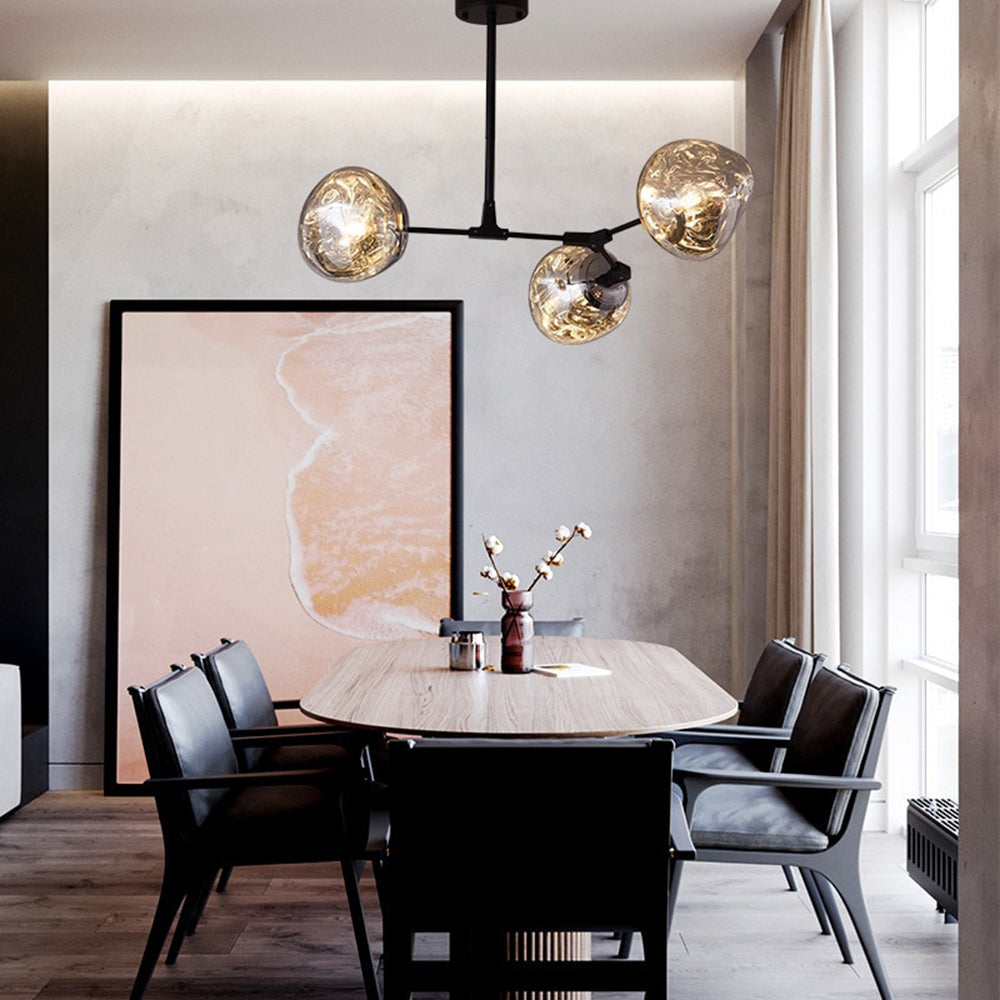 Arisha Modern Globe Lava 3 Pendant Light Fixture - Lamp Copper