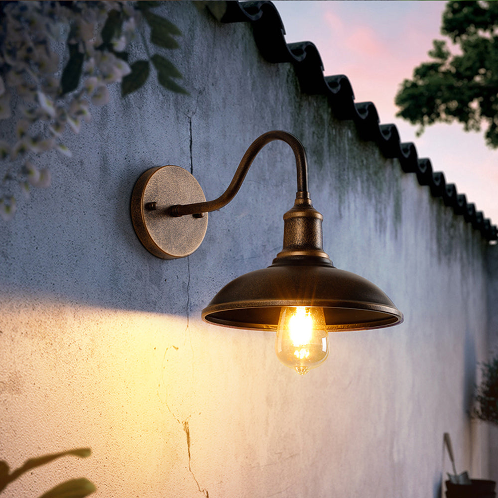 Ray Rustic Bowl Shaped Metal Wall Lamp, Antique Brass - Lamp Copper