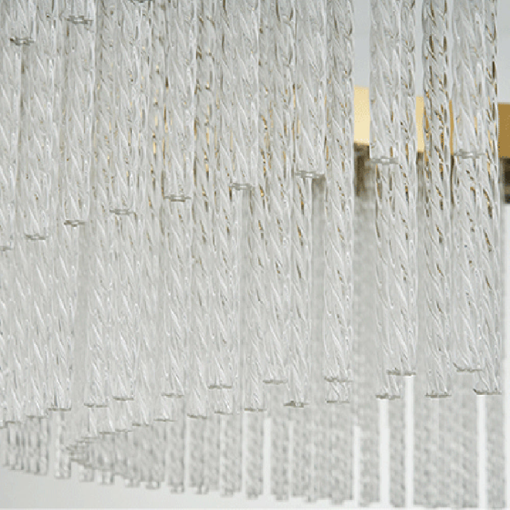 Kristy Modern Spiral Crystal Ring /Rectangle Chandelier, Gold - Lamp Copper