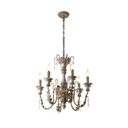 Elmarisra Vintage Luxury Solid Wood Carved Metal Chandelier - Lamp Copper