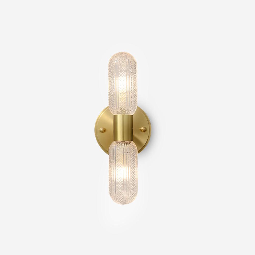 Evania Brass and Textured Glass Double Light Wall Sconce - Lamp Copper