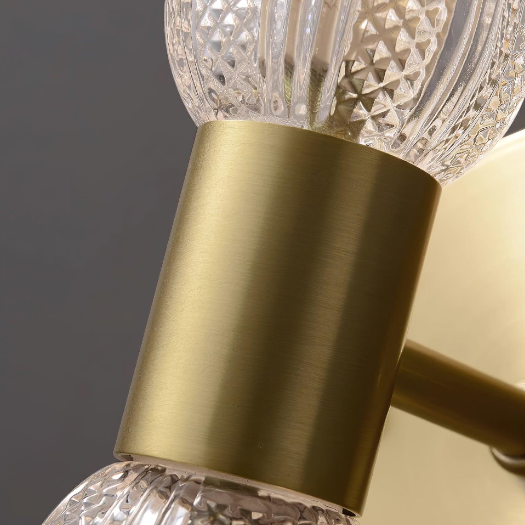 Evania Brass and Textured Glass Double Light Wall Sconce - Lamp Copper