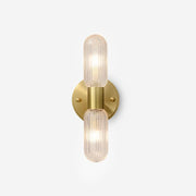 Evania Brass and Textured Glass Double Light Wall Sconce - Lamp Copper