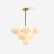 Chandelier Glass Globe Cluster Brass Frame Modern Minimalist Home - Lamp Copper
