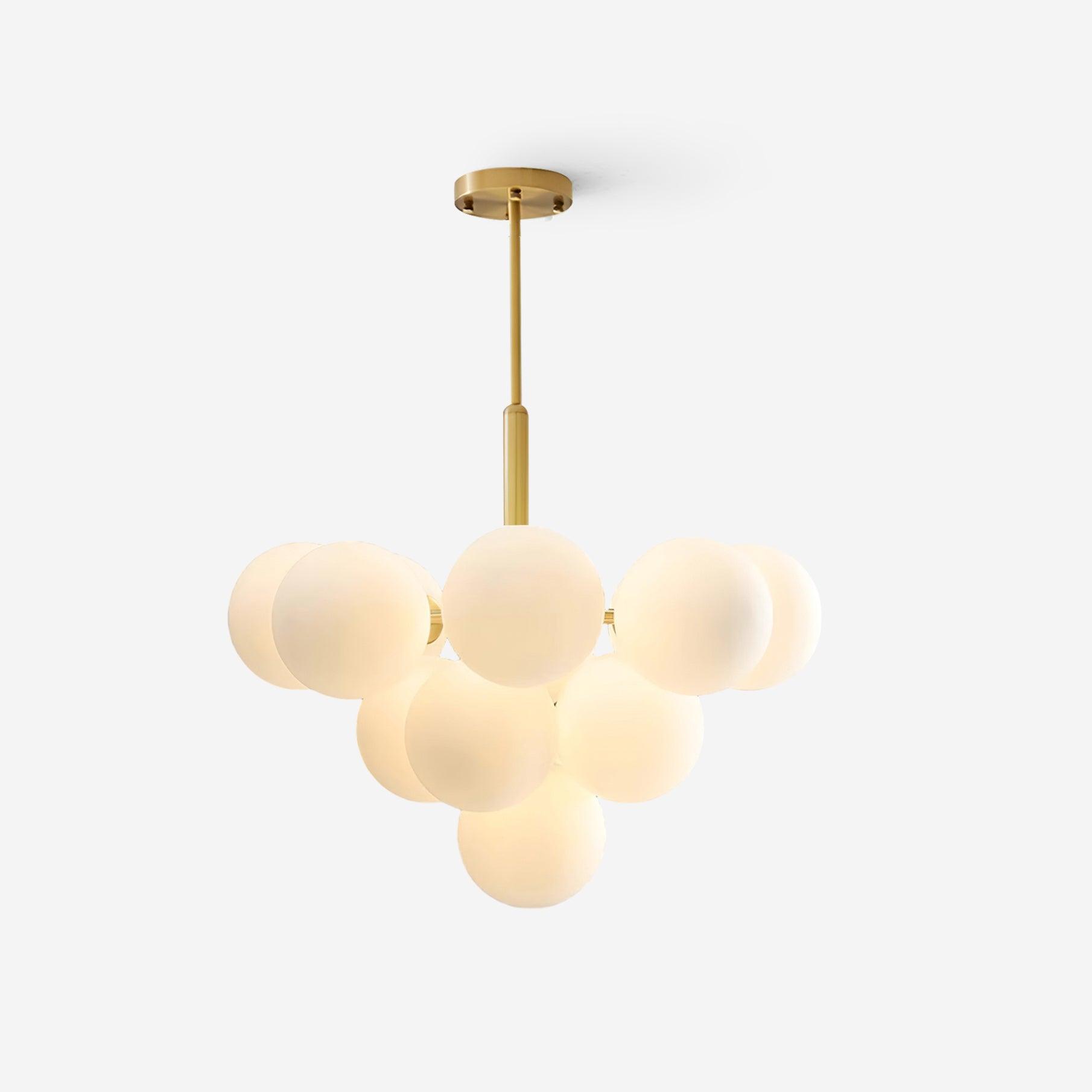 Chandelier Glass Globe Cluster Brass Frame Modern Minimalist Home - Lamp Copper