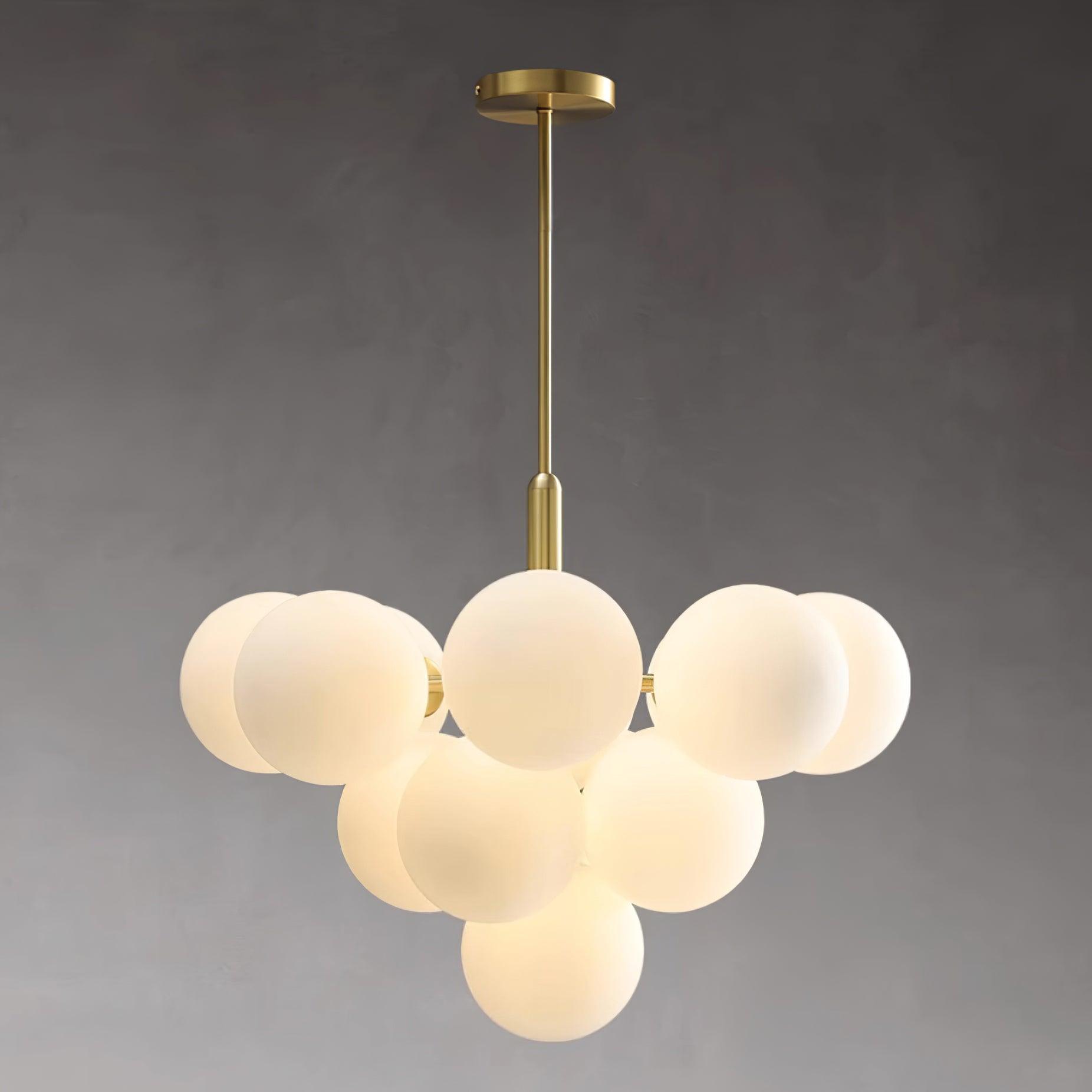 Chandelier Glass Globe Cluster Brass Frame Modern Minimalist Home - Lamp Copper