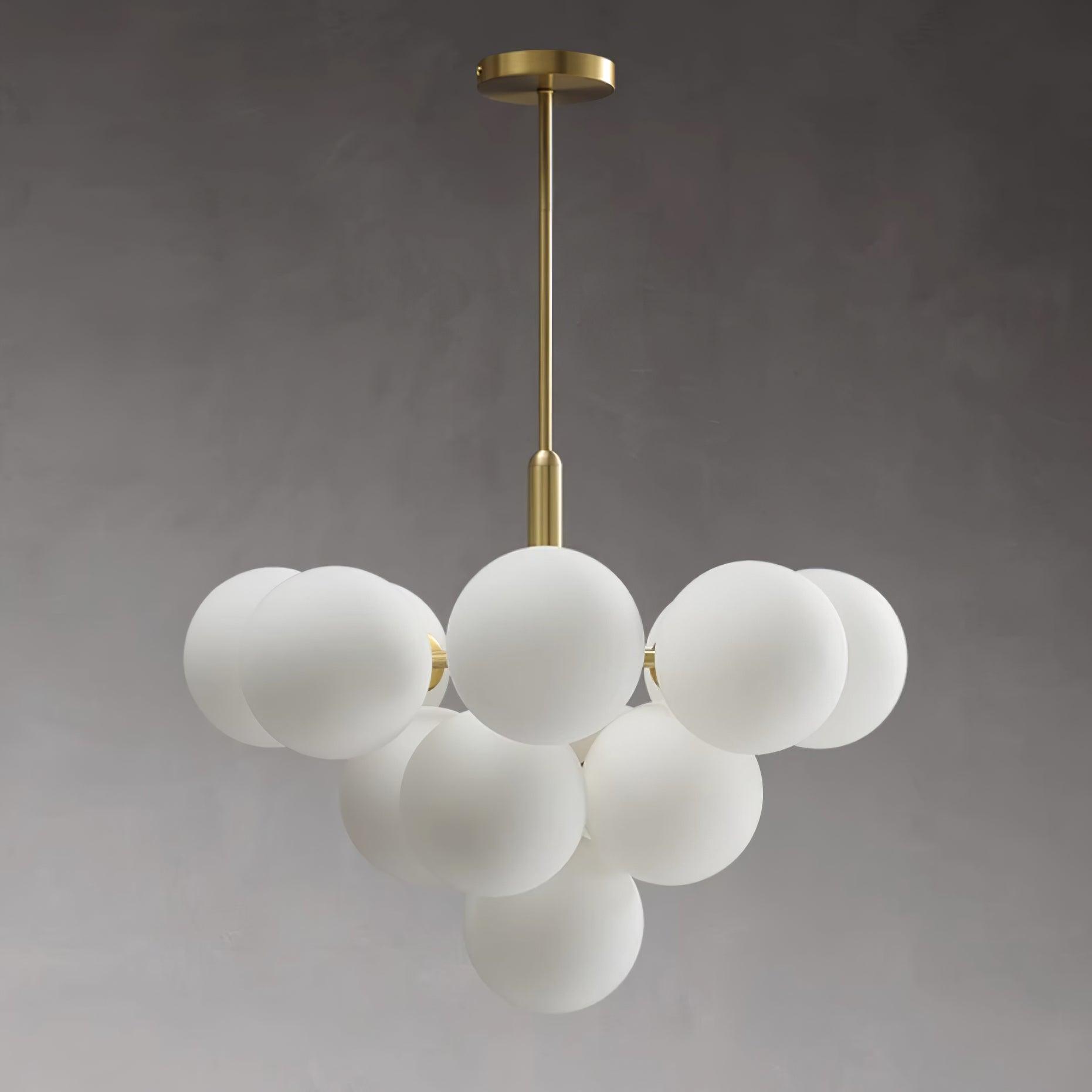 Chandelier Glass Globe Cluster Brass Frame Modern Minimalist Home - Lamp Copper