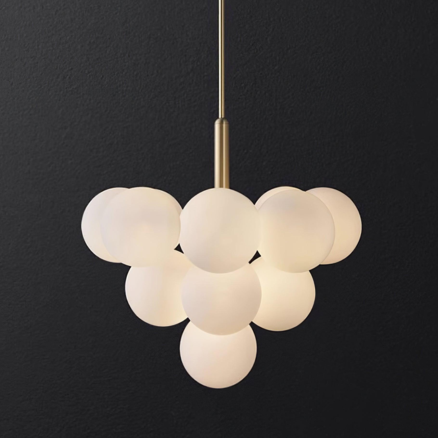 Chandelier Glass Globe Cluster Brass Frame Modern Minimalist Home - Lamp Copper