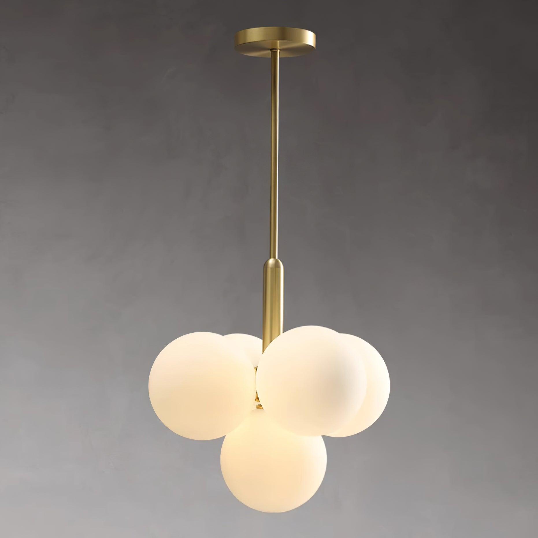 Chandelier Glass Globe Cluster Brass Frame Modern Minimalist Home - Lamp Copper