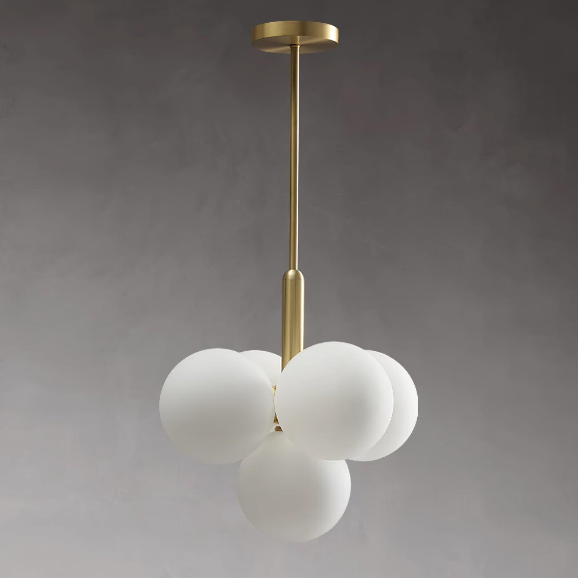 Chandelier Glass Globe Cluster Brass Frame Modern Minimalist Home - Lamp Copper
