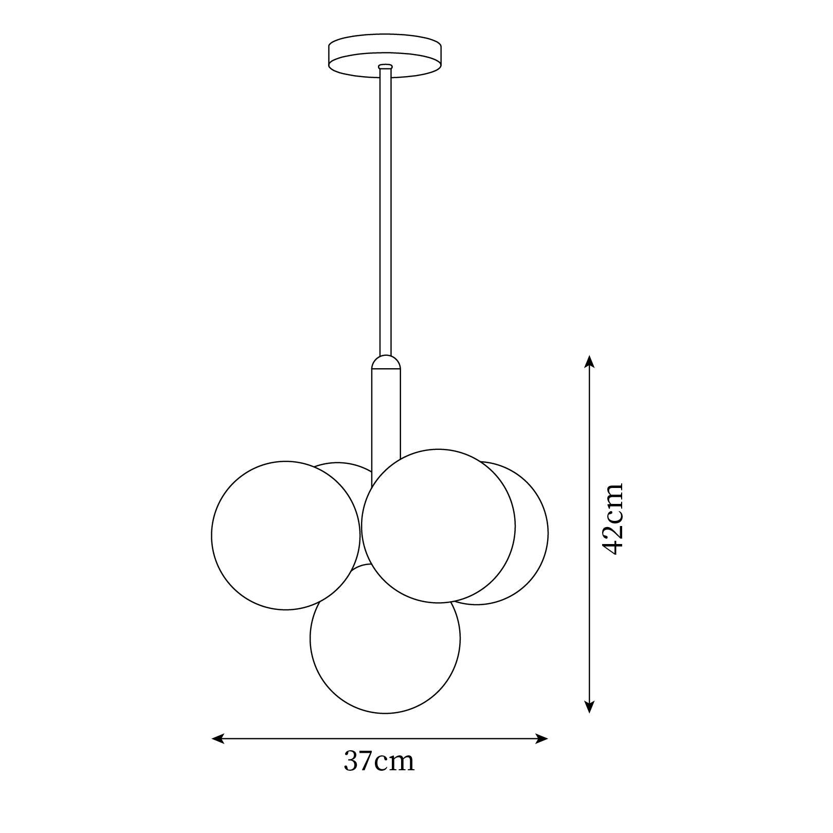 Chandelier Glass Globe Cluster Brass Frame Modern Minimalist Home - Lamp Copper