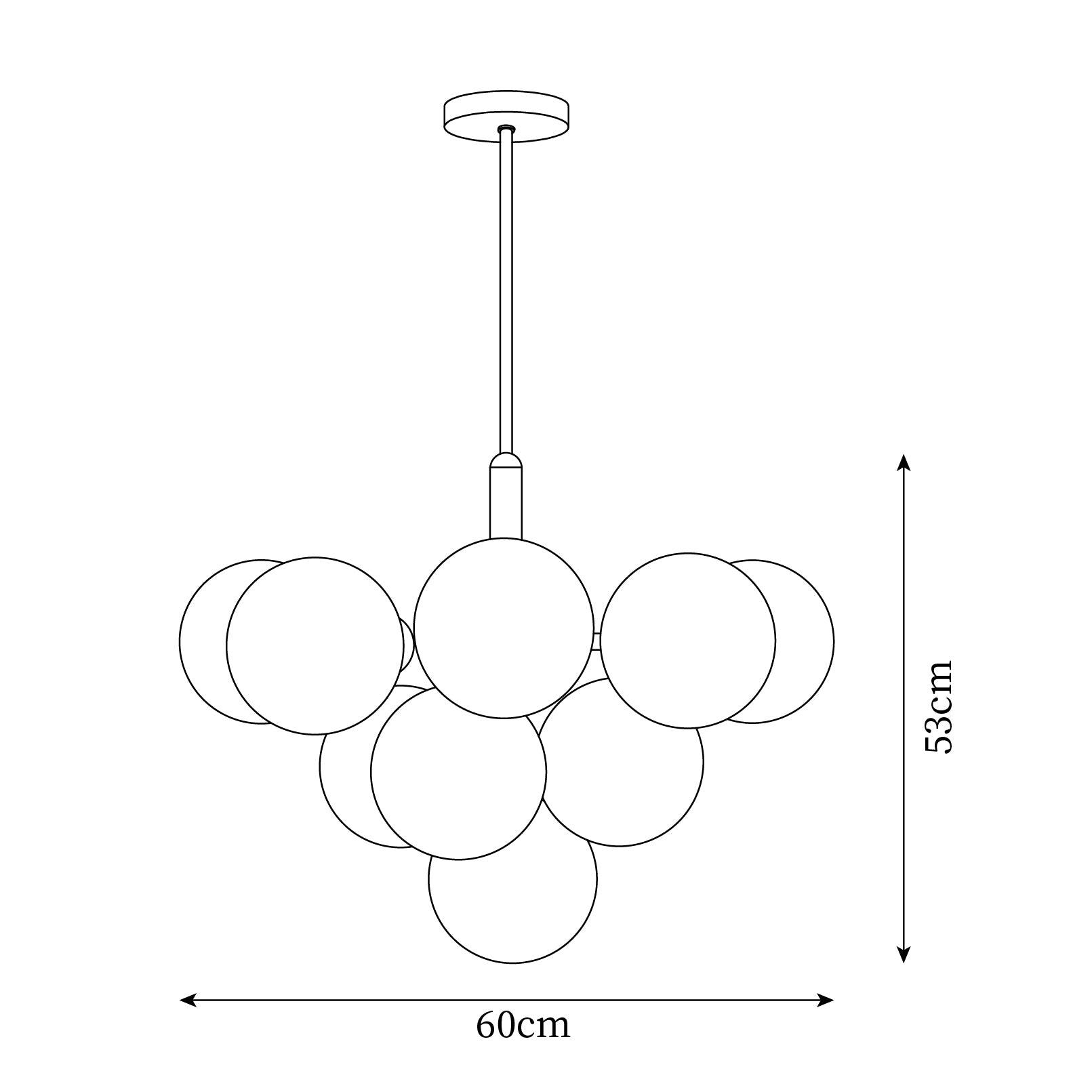Chandelier Glass Globe Cluster Brass Frame Modern Minimalist Home - Lamp Copper