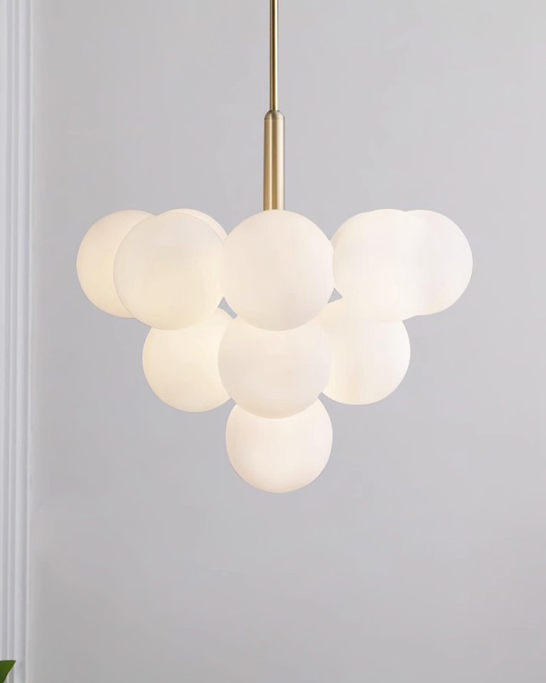 Chandelier Glass Globe Cluster Brass Frame Modern Minimalist Home - Lamp Copper