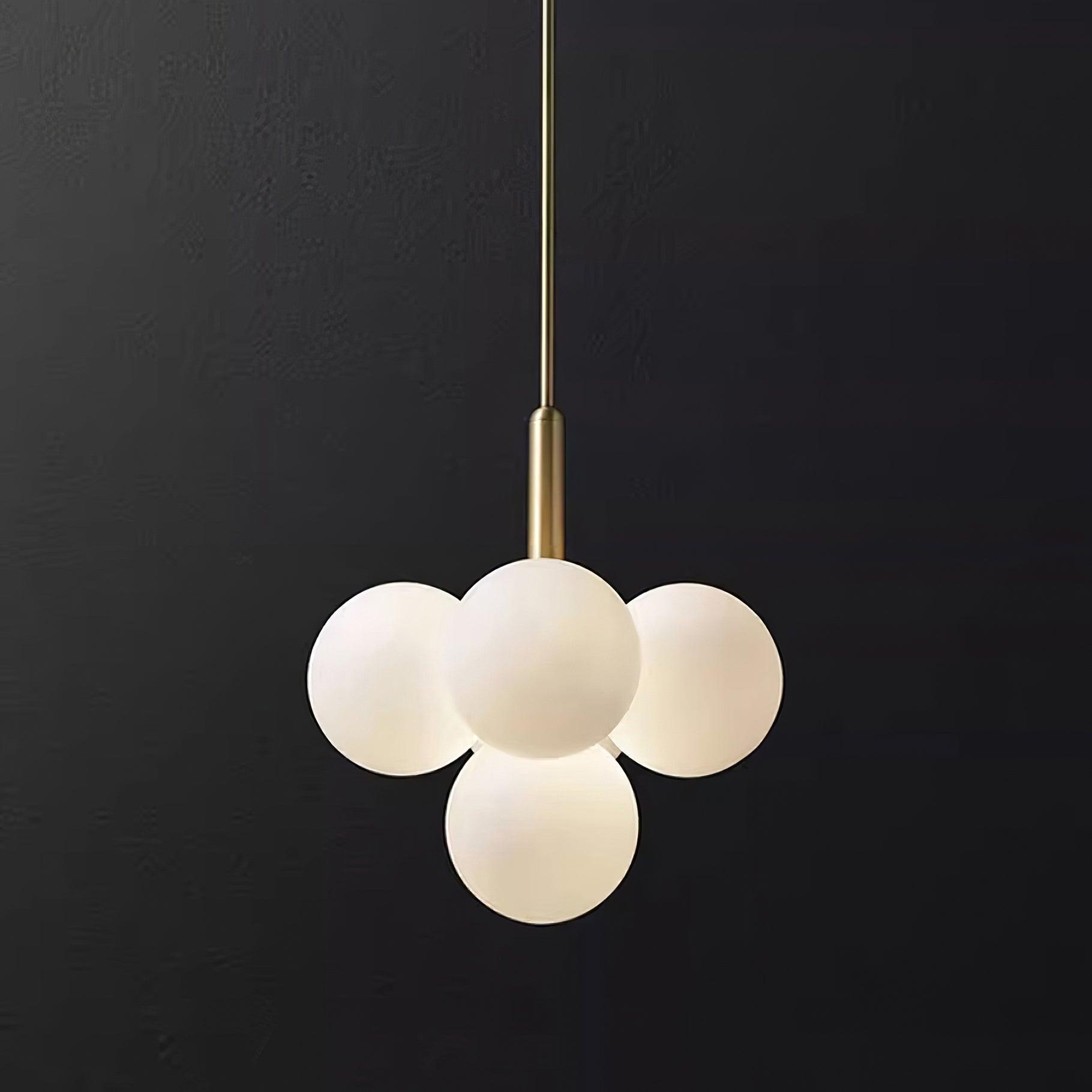 Chandelier Glass Globe Cluster Brass Frame Modern Minimalist Home - Lamp Copper
