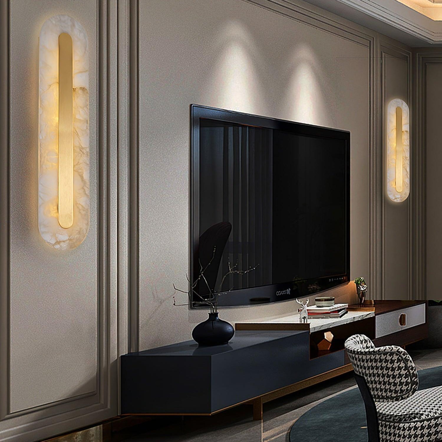 Hurn Alabaster Rounded Wall Lamp - Lamp Copper