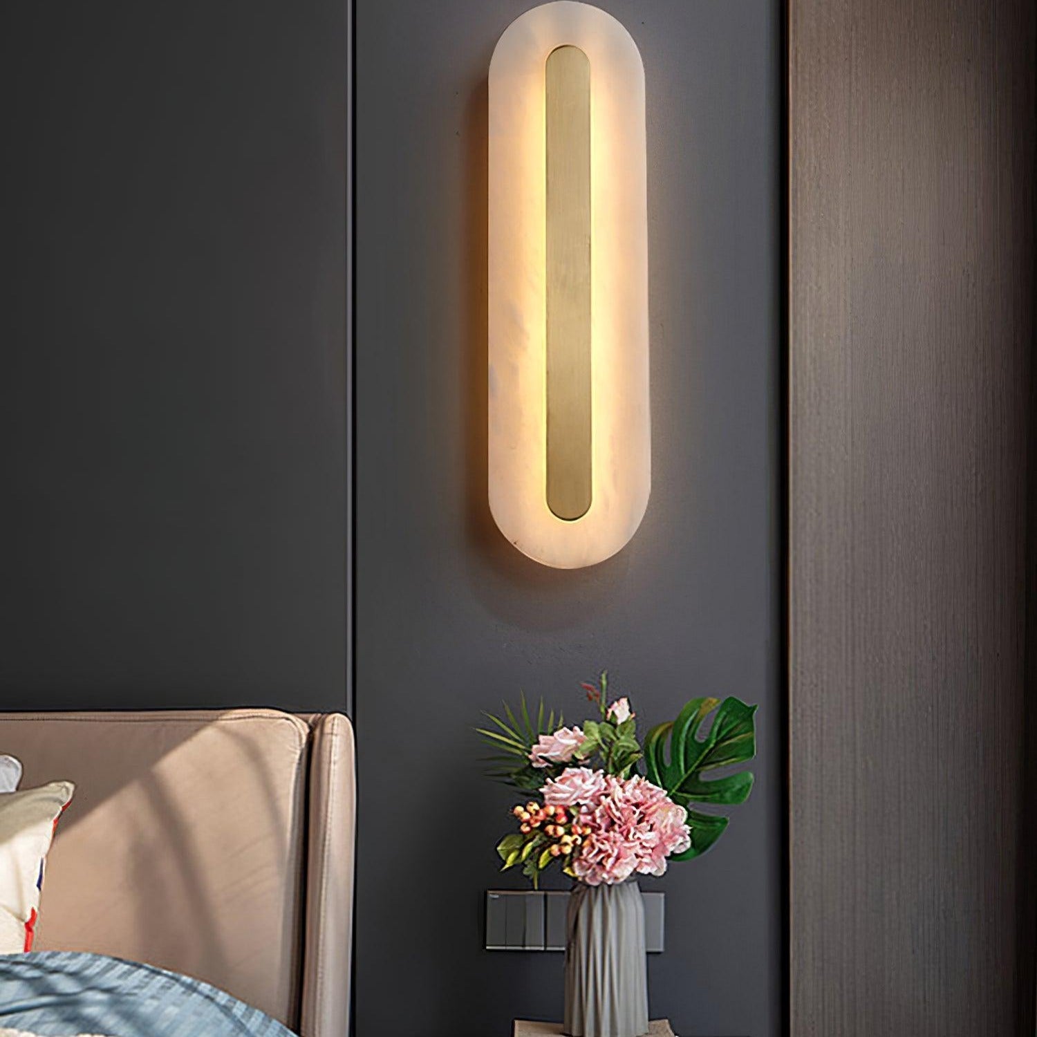 Hurn Alabaster Rounded Wall Lamp - Lamp Copper