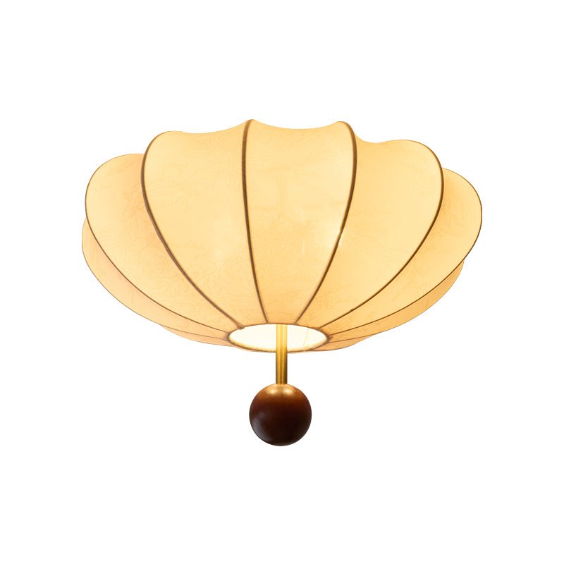 Willow Ceiling Light Marceline Wood & Fabric - Lamp Copper