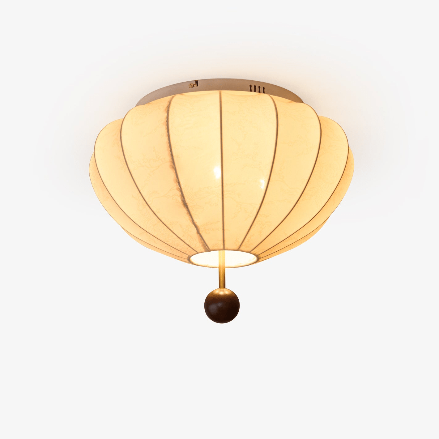 Willow Ceiling Light Marceline Wood & Fabric - Lamp Copper
