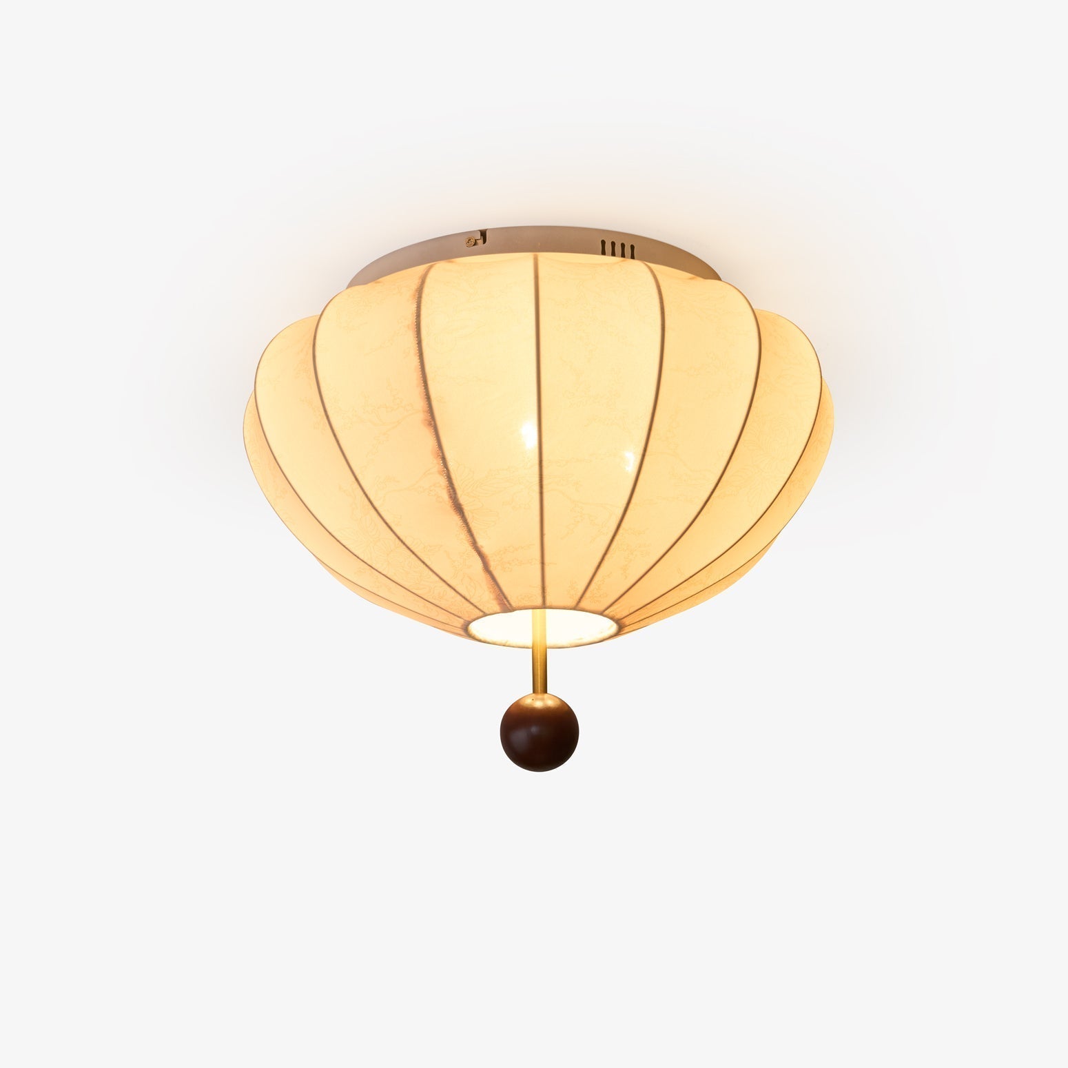Willow Ceiling Light Marceline Wood & Fabric - Lamp Copper