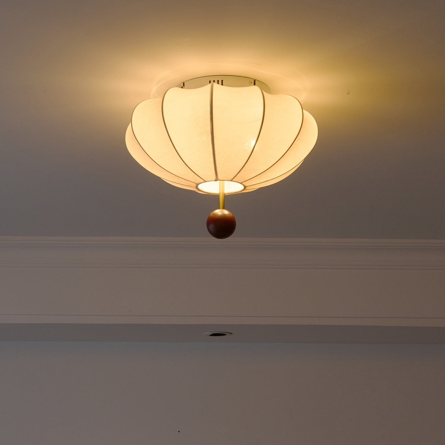Willow Ceiling Light Marceline Wood & Fabric - Lamp Copper