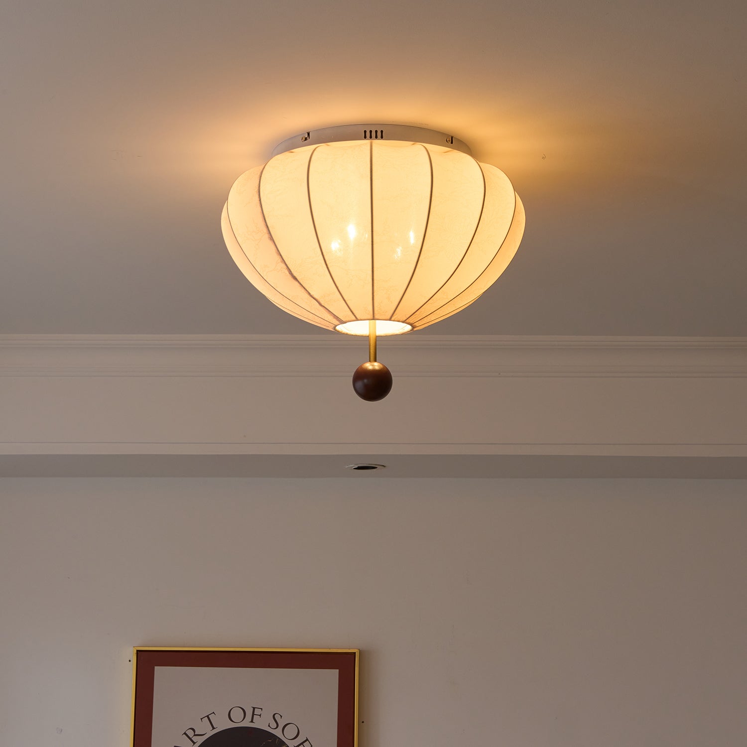 Willow Ceiling Light Marceline Wood & Fabric - Lamp Copper