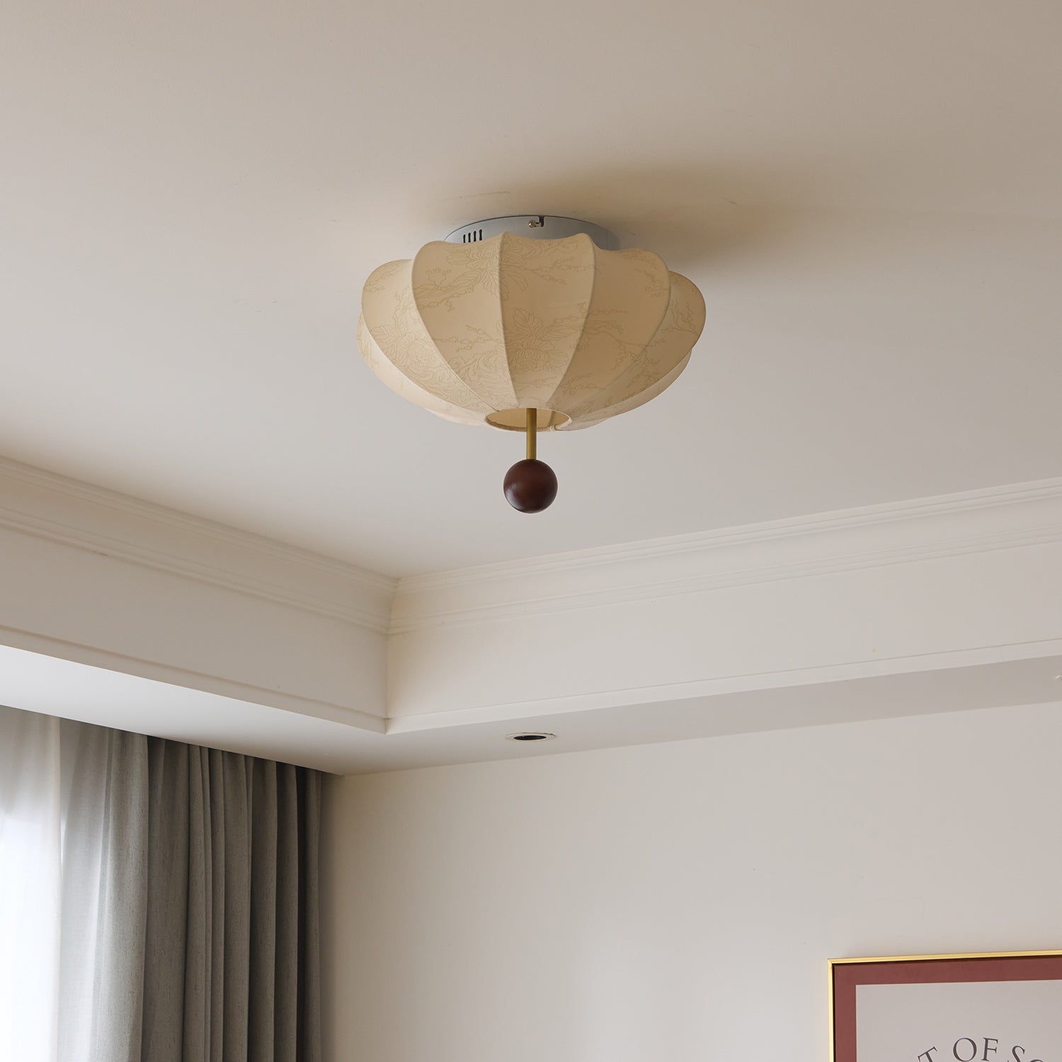 Willow Ceiling Light Marceline Wood & Fabric - Lamp Copper