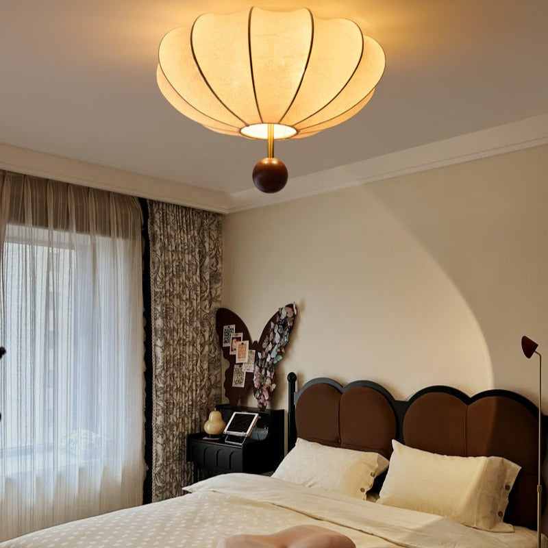 Willow Ceiling Light Marceline Wood & Fabric - Lamp Copper