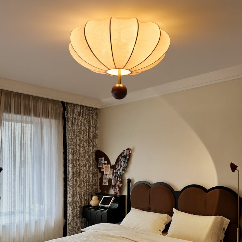 Willow Ceiling Light Marceline Wood & Fabric - Lamp Copper
