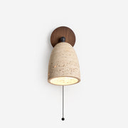 Solaro Wall Lamp Travertine with pull chain - Lamp Copper