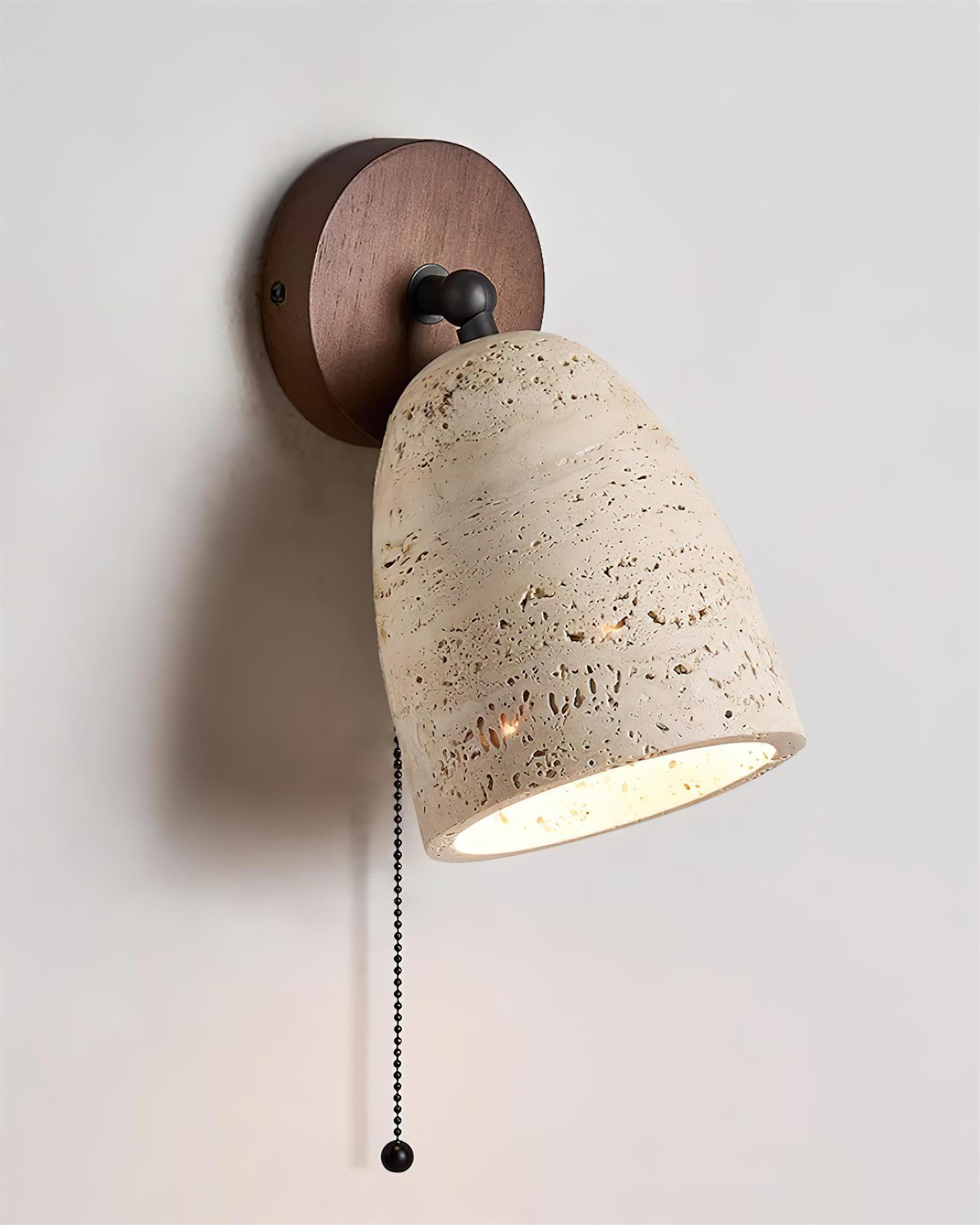 Solaro Wall Lamp Travertine with pull chain - Lamp Copper