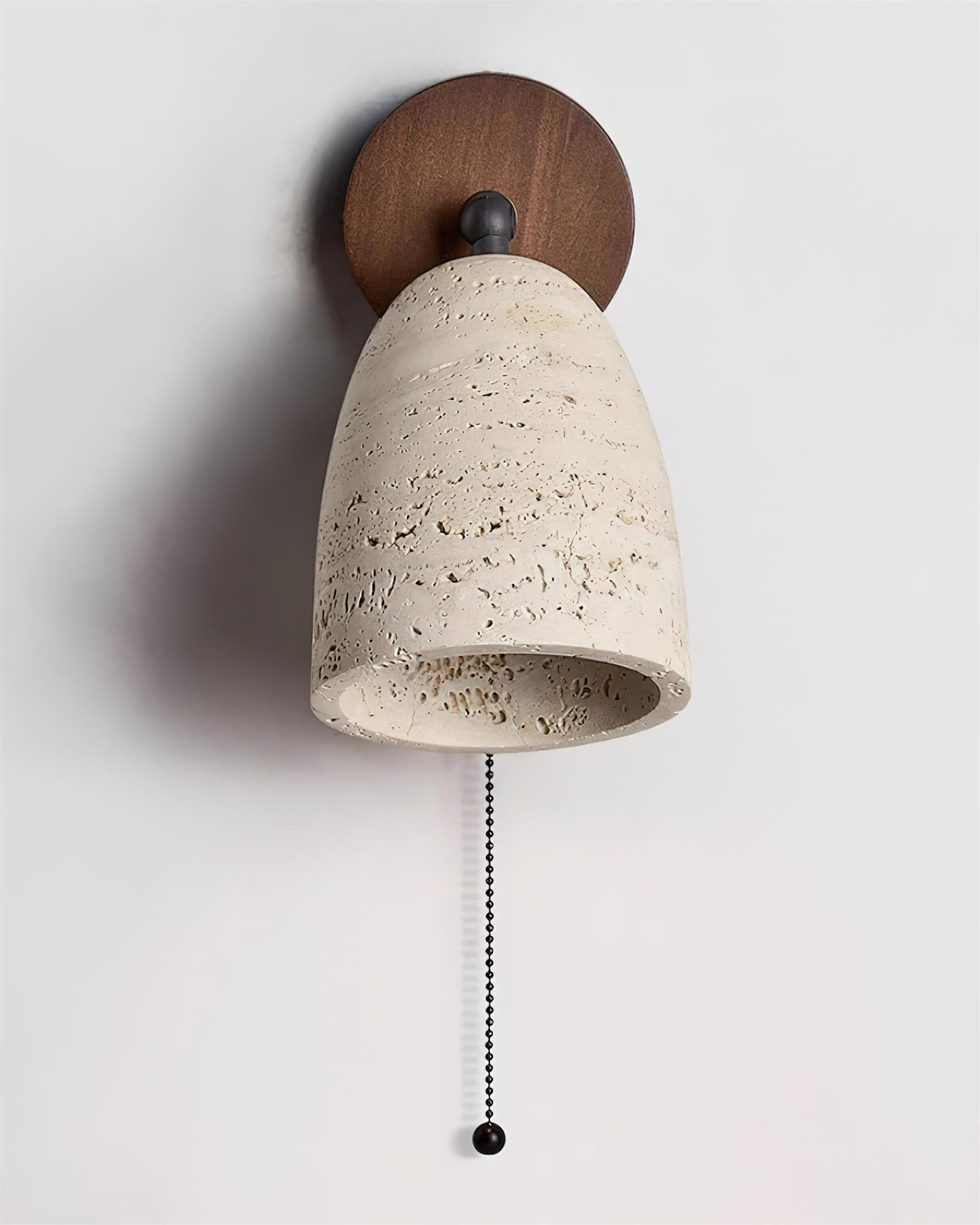 Solaro Wall Lamp Travertine with pull chain - Lamp Copper