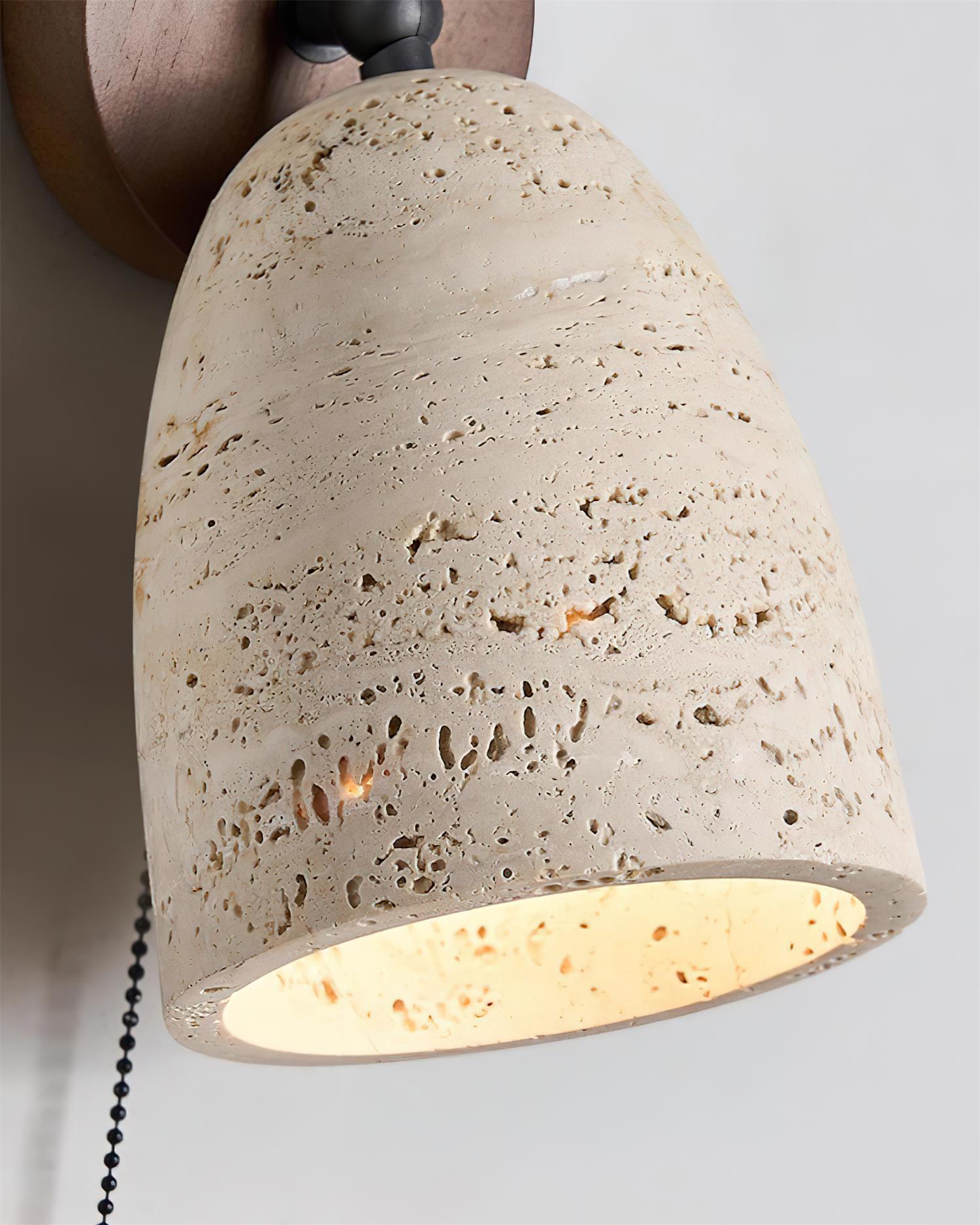 Solaro Wall Lamp Travertine with pull chain - Lamp Copper