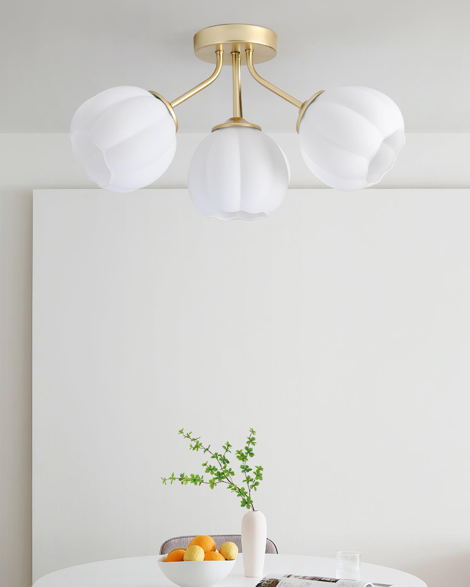 Ceiling Light Petal Globe Cluster Soft Glow Romantic Floral - Lamp Copper