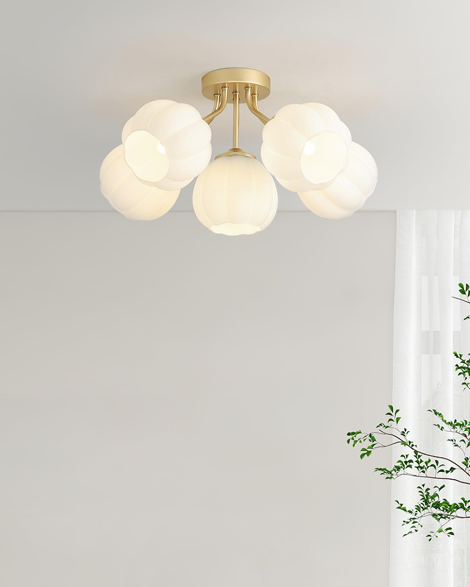 Ceiling Light Petal Globe Cluster Soft Glow Romantic Floral - Lamp Copper