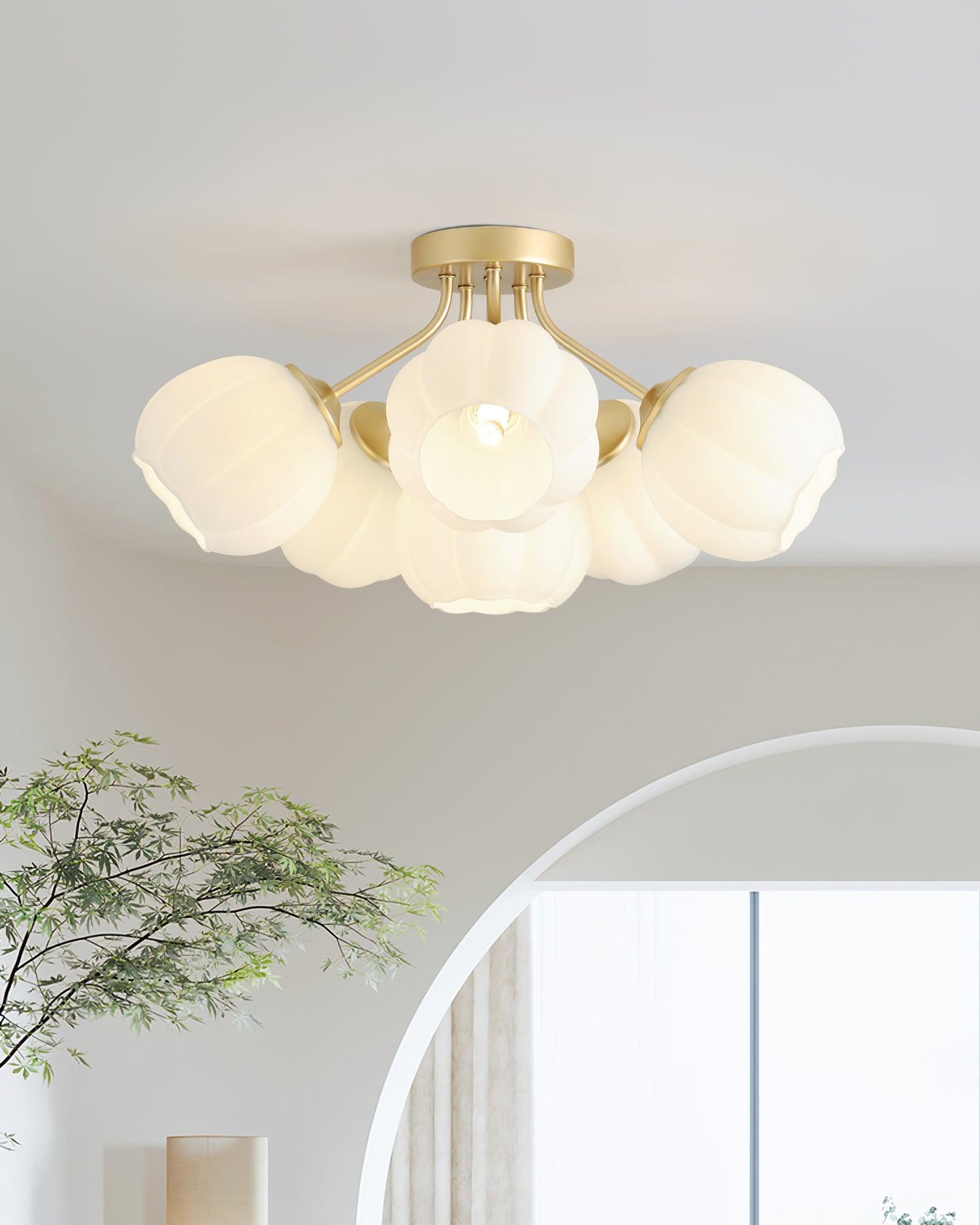 Ceiling Light Petal Globe Cluster Soft Glow Romantic Floral - Lamp Copper