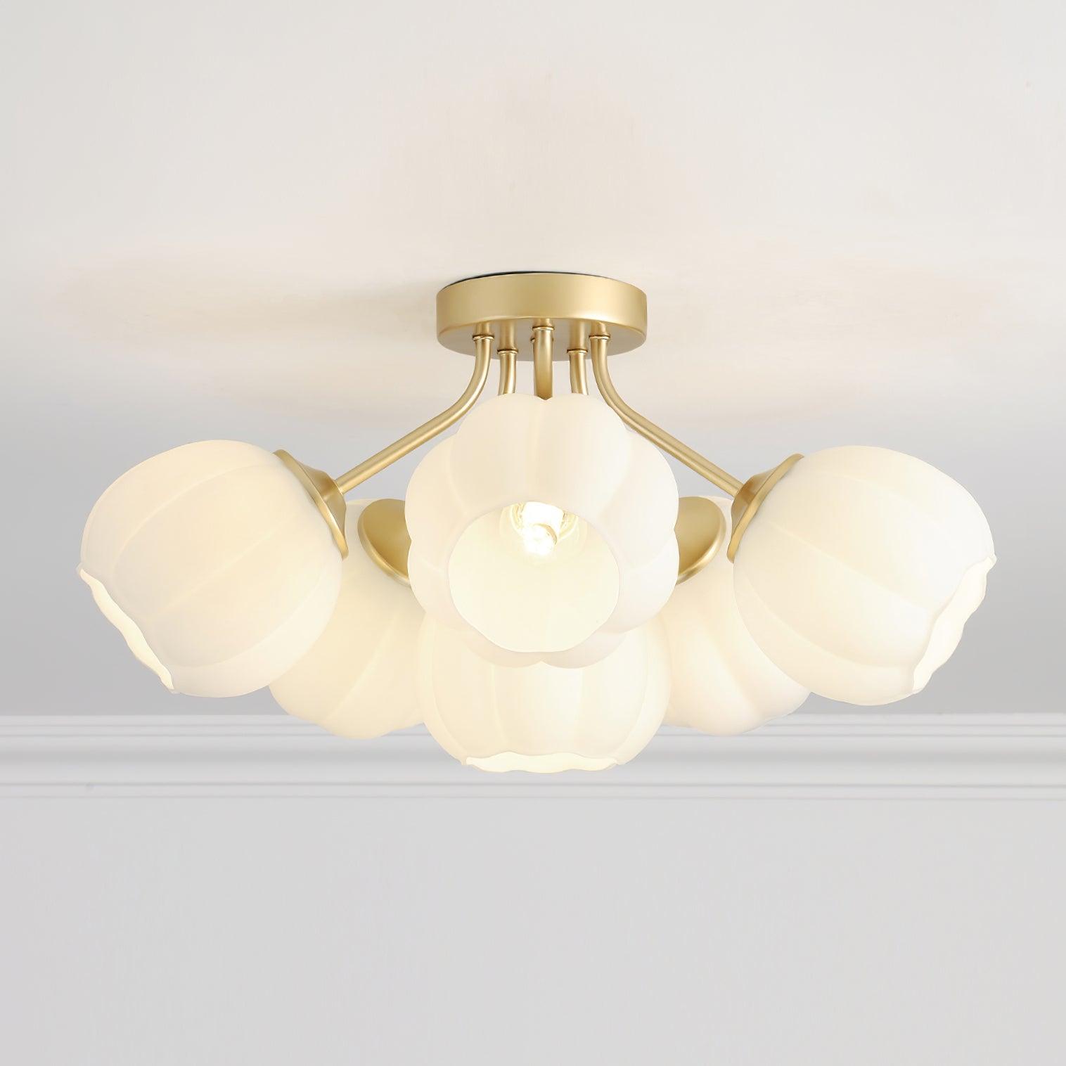 Ceiling Light Petal Globe Cluster Soft Glow Romantic Floral - Lamp Copper