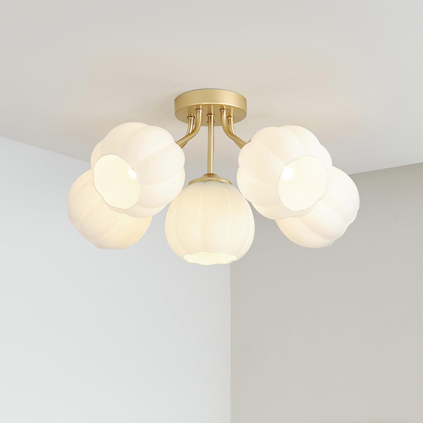 Ceiling Light Petal Globe Cluster Soft Glow Romantic Floral - Lamp Copper